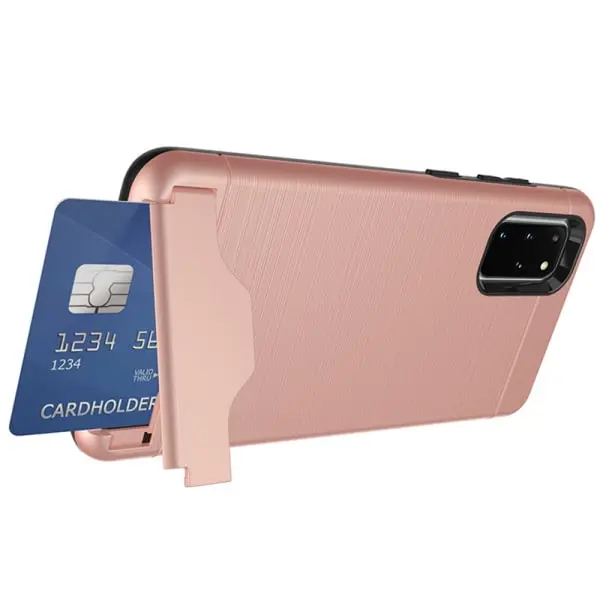 Samsung Galaxy S20 Plus Brush Card Holder and Kickstand Case Rose Gold